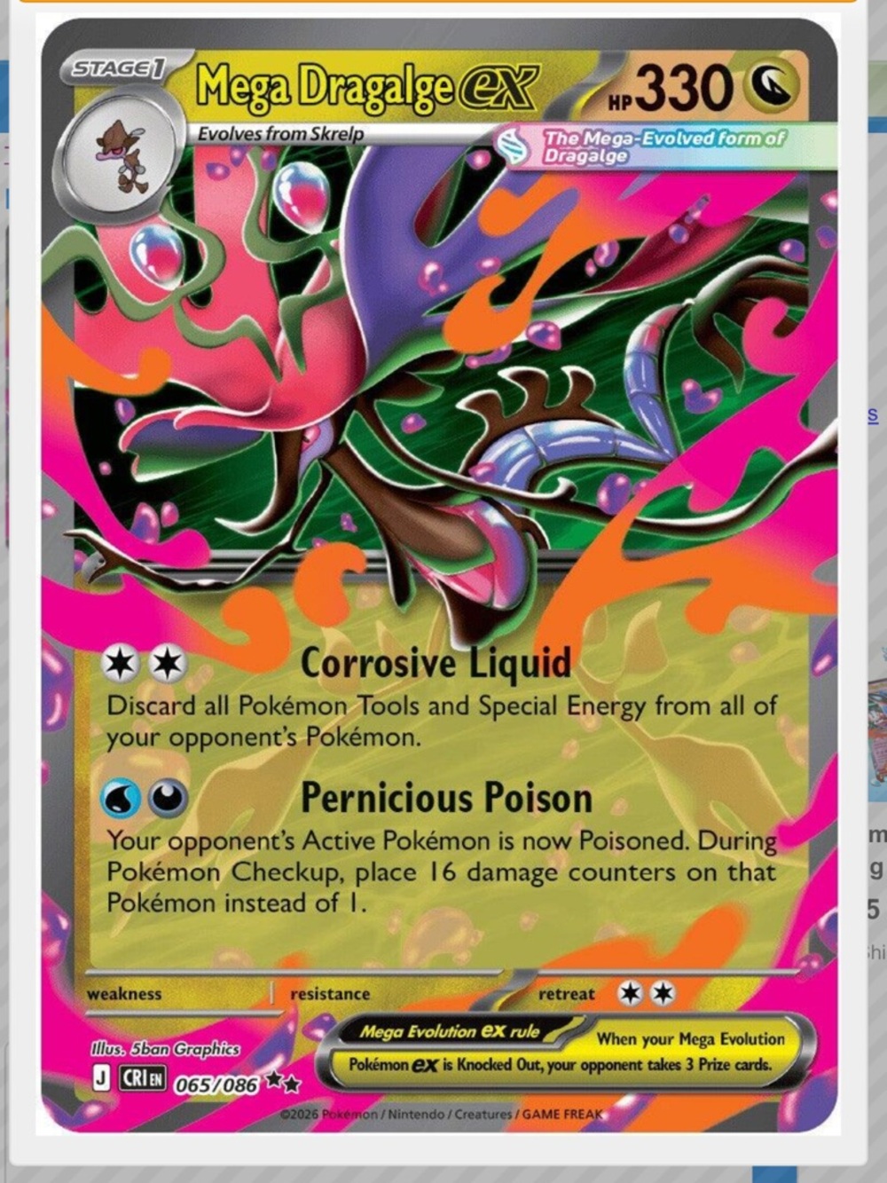 Mega Dragalge Ex #65 Pokemon Chaos Rising